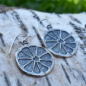 Tropical Fruit Earrings in Sterling Silver, Handmade Foodie Jewelry for Women, Birthday Gift for Chef Cook, Citrus Fruits, Orange Earrings