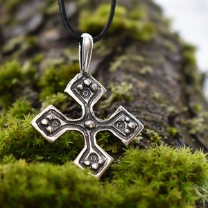 Ancient Pagan Cross Necklace Pendant Replica, Bronze or Sterling Silver Jewelry for Him or Her, Unique Gift