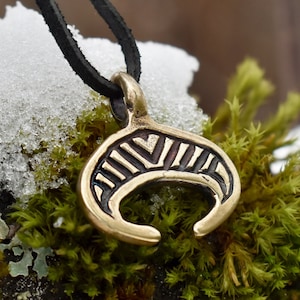 Handmade Moon Pendant Necklace in Sterling Silver and Bronze, Norse Jewelry for Him and Her, Medieval Gift for Reenactor, Lunula Pendant