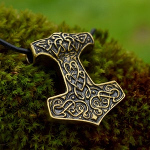 Viking Thors Hammer Pendant in Bronze, Handmade Mjolnir Necklace for Men, Heavy Nordic Jewelry for Him, Unique Reenactor Gift