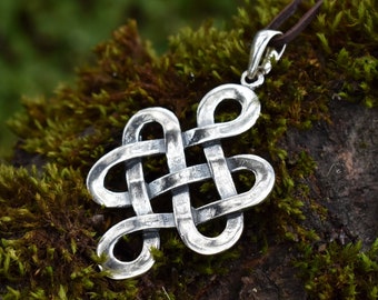 Large Sterling Silver Celtic Knot Necklace Pendant, Handmade Endless Love Symbol Jewelry, Endless Knot Pendant, Anniversary Gift for Partner