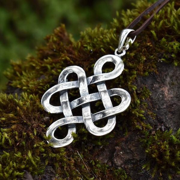 Large Sterling Silver Celtic Knot Necklace Pendant, Handmade Endless Love Symbol Jewelry, Endless Knot Pendant, Anniversary Gift for Partner