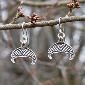Half Moon Earrings, Sterling Silver Lunula Earrings, Handmade Viking Jewelry, Sustainable Gift for Her, Accessorie for Medieval Fest