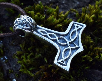 Colgante de collar con martillo de Thor, joyería vikinga para hombre en bronce y plata de ley, regalo para él, Mjolnir