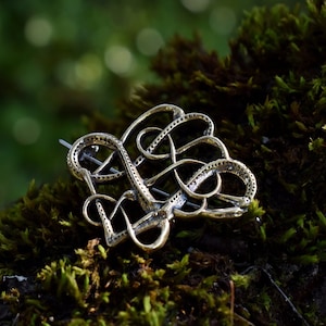 Ancient Viking Brooch Replica in Bronze or Silver, Handmade Urnes Style Fibula from Iceland, Medieval Norse Jewelry, Sustainable Gift