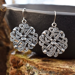 Medieval Celtic Knot Earrings, Ancient Viking Earrings in Bronze or Sterling Silver, Gothic Celts Jewelry, Sustainable Gift for Woman