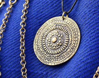 Ancient Sun Symbol Pendant for Women, Handmade Bronze Norse Pagan Jewelry, Sustainable Gift for Her, Latvian Sun Necklace
