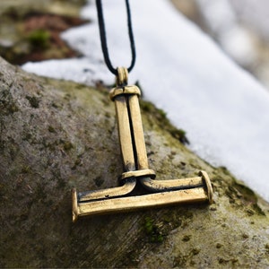 Big Thor Hammer Pendant, Sterling Silver or Bronze Rustic Mjolnir Necklace, Norse Jewelry for Men, Handmade Gift for Viking Men
