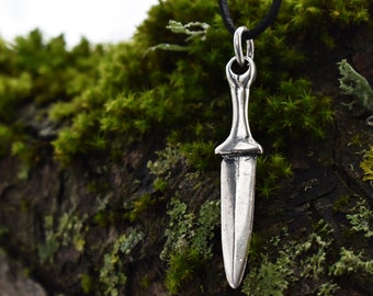 Medieval Sword Necklace, Men Pendant in Sterling Silver or Bronze, Handmade Viking Jewelry, Gift for Him or Her