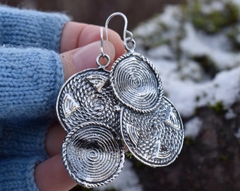 Long Geometric Dangle Earrings, Asymmetric Sterling Silver Earrings, Handmade Mismatched Jewelry, Sustainable Gift for Women