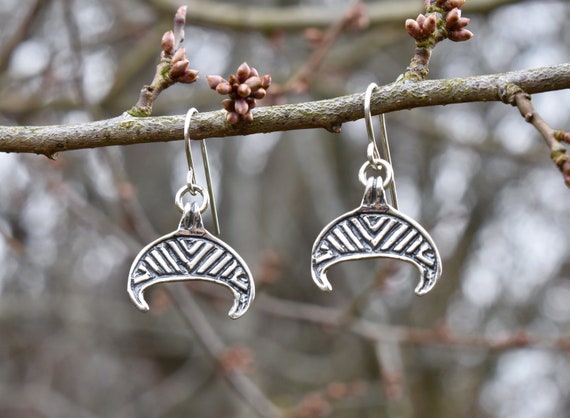 Half Moon Earrings Sterling Silver Lunula Earrings Handmade