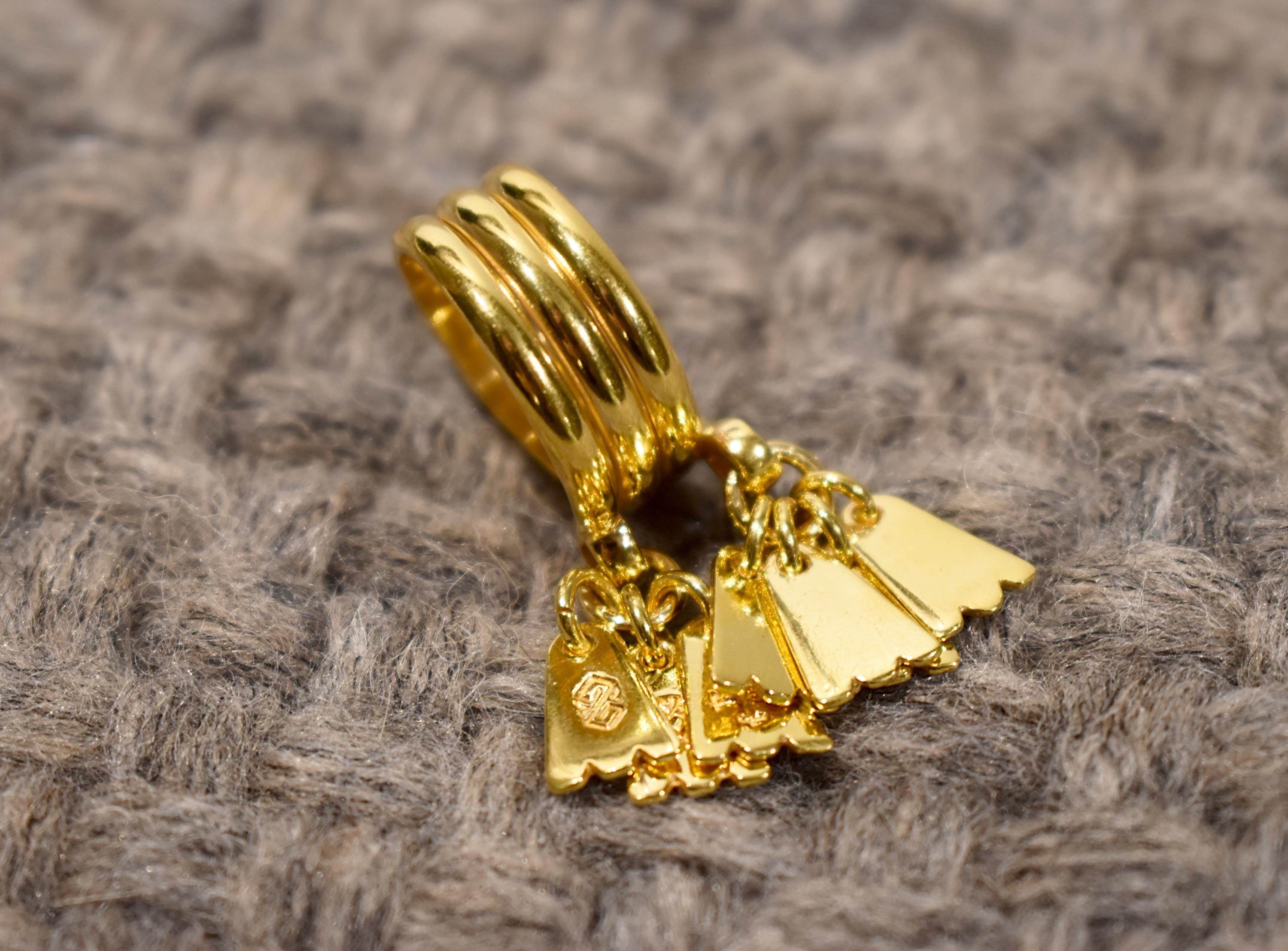 Dangling Ring With Charms, Yellow 14K Gold Plated Sterling Silver ...