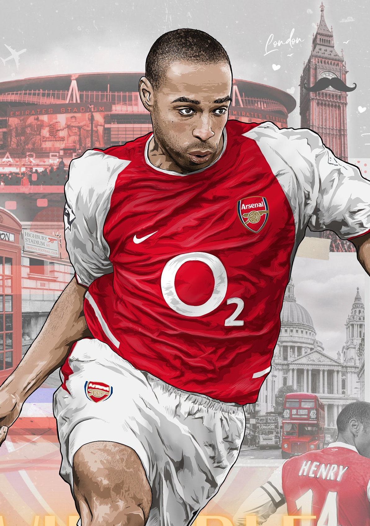ティエリ・アンリ - アーセナル - サッカープリント - Etsy 日本