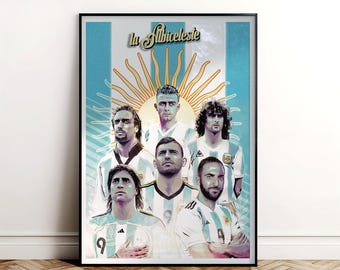 Argentinien Nummer 9 Fußball Kunstdruck Poster