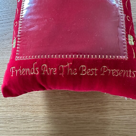 Vintage Christmas Pillow Photo Frame Red Velvet Friends Are the Best Presents Etsy