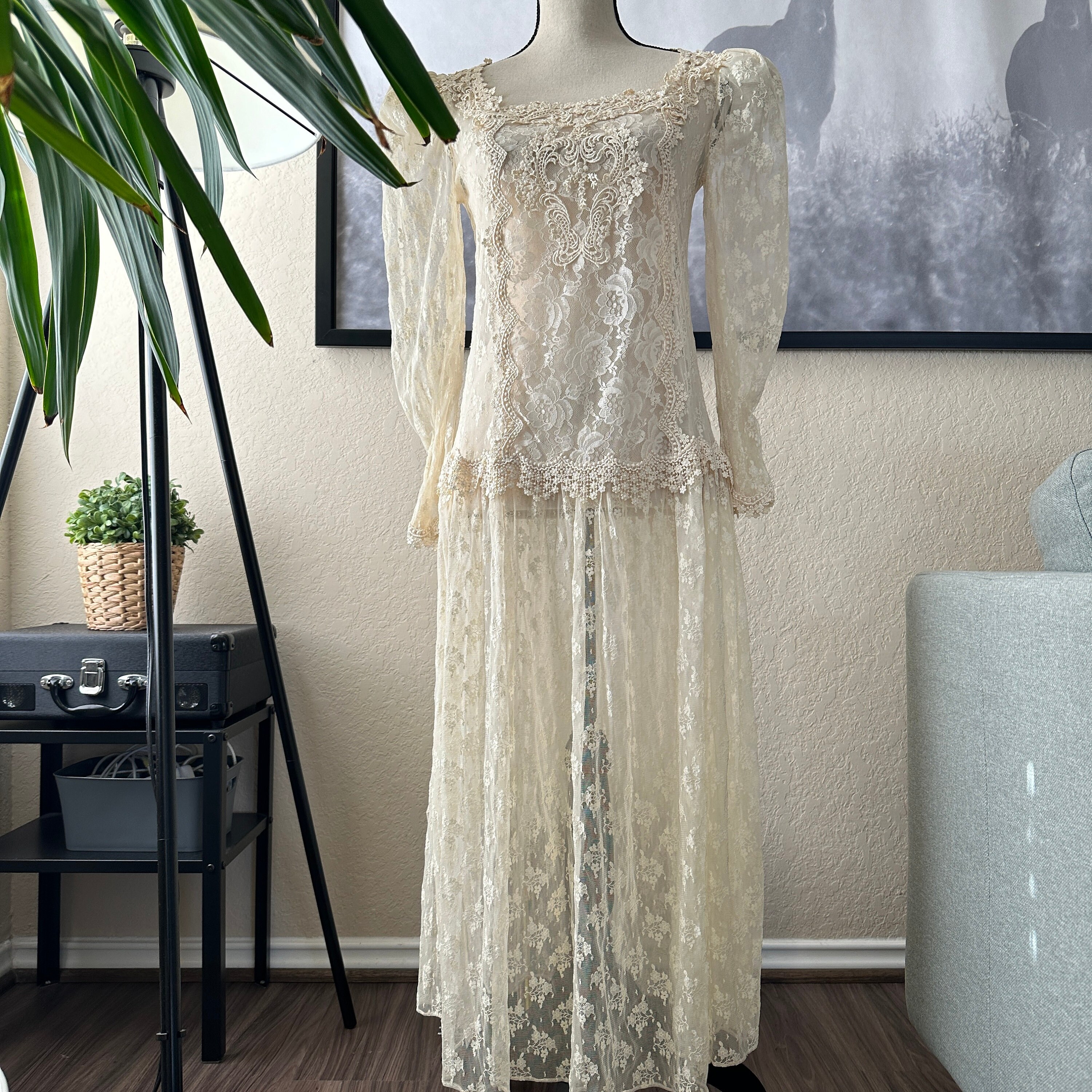Vintage 1950s Lace Dress: Ecru Victorian Crochet Border - Etsy