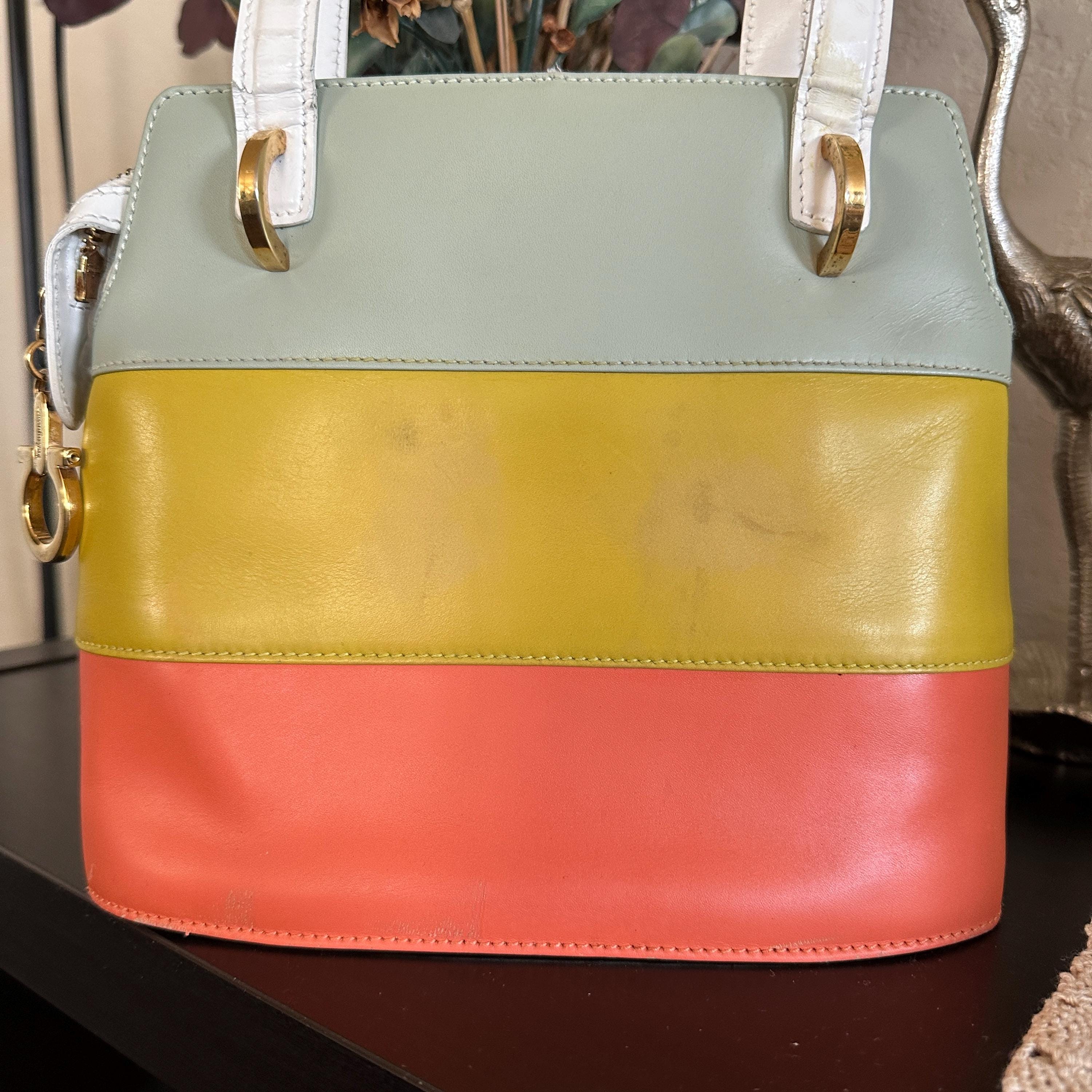 Vintage Salvatore Ferragamo Colorblock Handbag - Etsy
