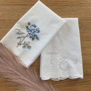 Vintage Battenburg  Lace Floral Embroidery Tea Towel Cotton towel