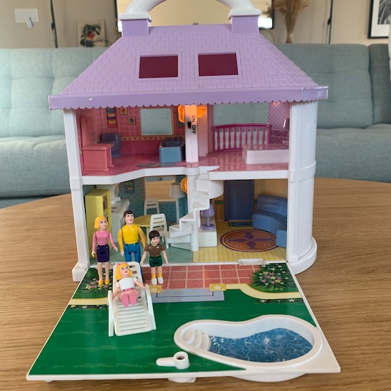 Vintage Blue Box Light up Dream House Dollhouse W/family and Etsy