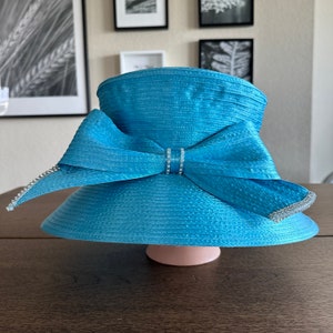 Mr.Song Millinery Mushroom Top Brim  Hat with Bow and Rhinestone Derby Kentucky Hat