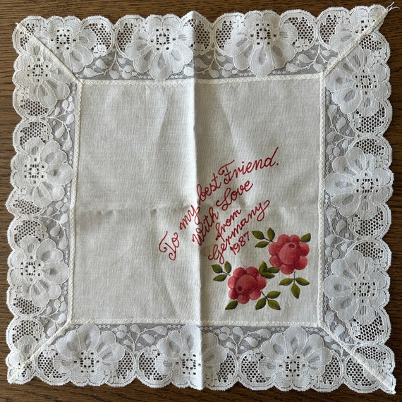 Lot of 3 Vintage Friendship Handkerchiefs Floral … - image 5
