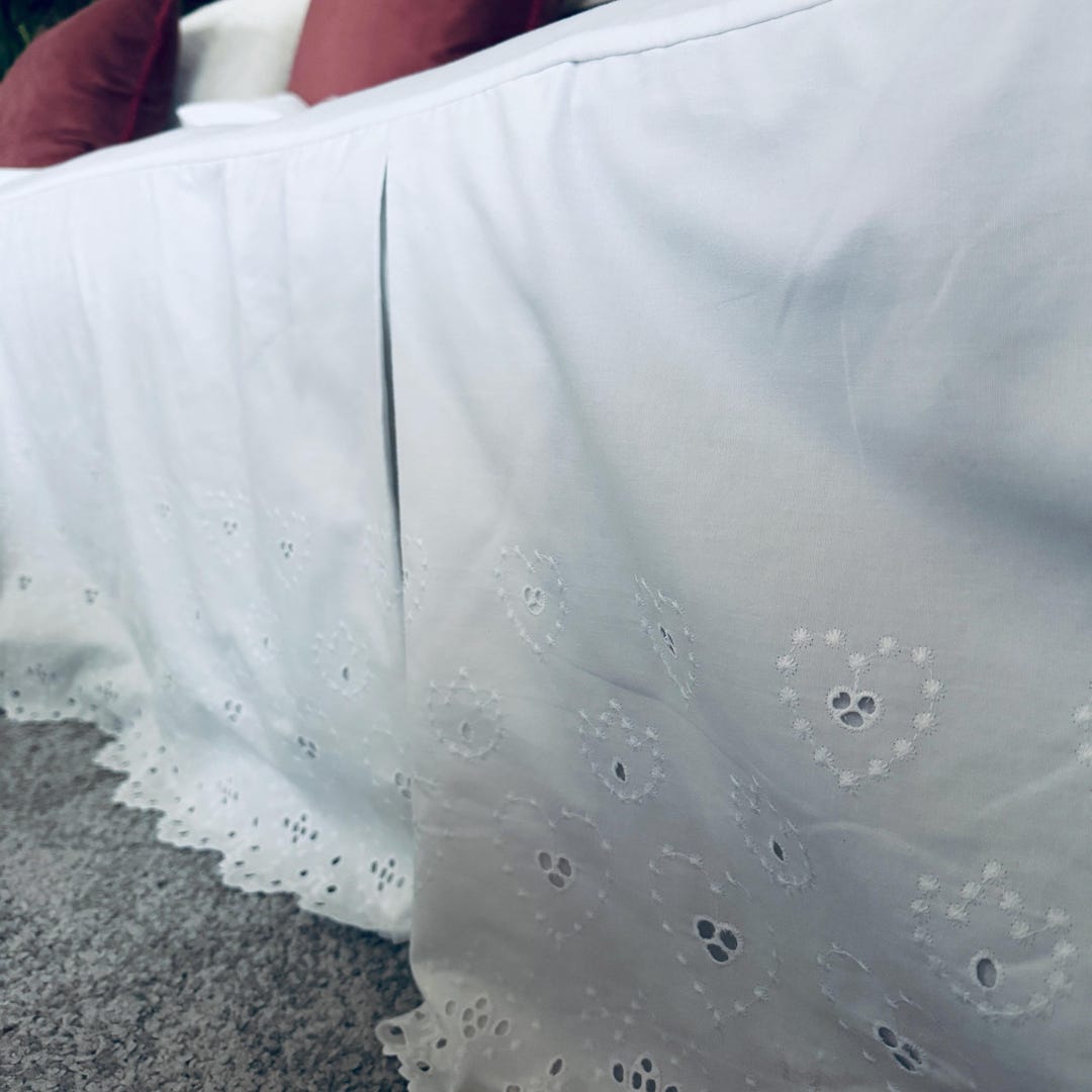 Eyelet Dust Ruffle Queen Vintage Queen Size White Croscill Bedskirt Eyelet 17