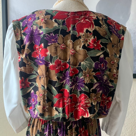 Vintage Floral Blouson  Midi Dress Quarter Puffed… - image 5