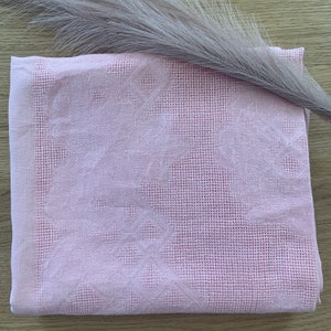 Pink Linen Handwoven Floral TableCloth Rectangular Table Cloth