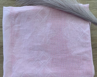 Pink Linen Handwoven Floral TableCloth Rectangular Table Cloth