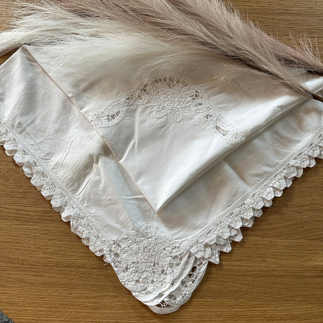 Battenburg Lace Tablecloth,square Tablecloth,white Linen Etsy