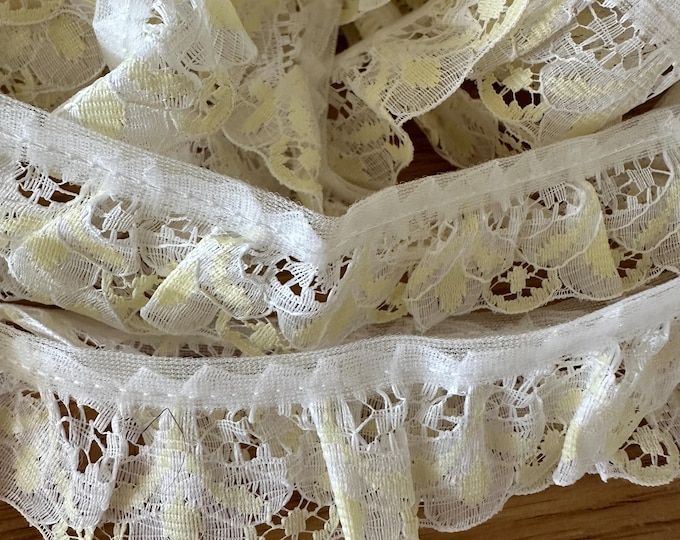 Lace Ruffles Bias Trim Edging Pleated Frill Ribbon Yellow off White 33 ...
