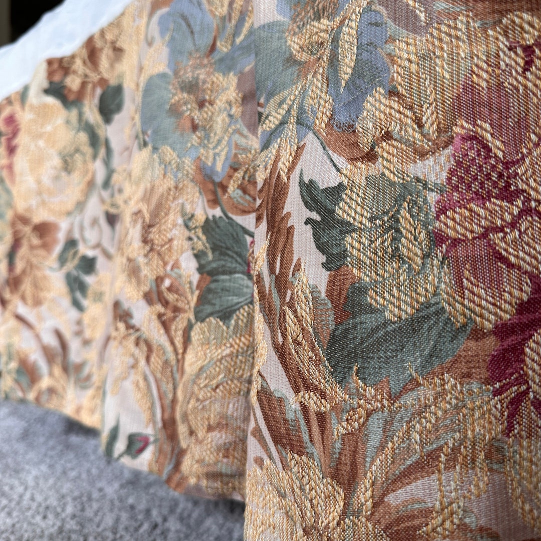 King Size Bed Skirt Vintage Bed Skirt Floral Jacquard Etsy