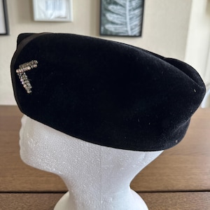 Vintage Pillbox Hat Black Velvet by Miss Ila