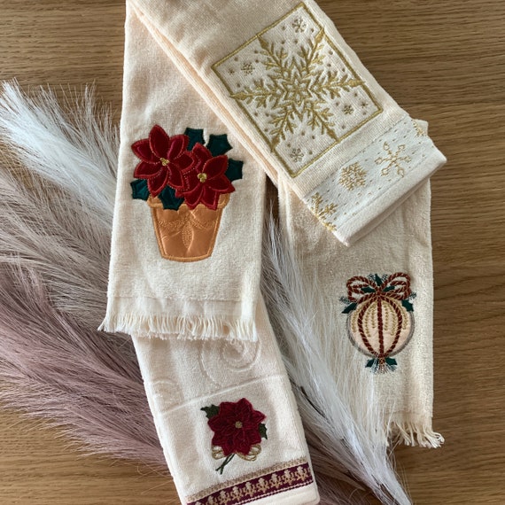 Y2K Christmas Collection Hand Towels Embroidered Kitchen Etsy