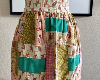 ヴィンテージエプロン パッチワークフリルエプロン - Etsy 日本