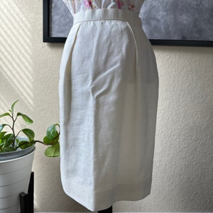 Vintage Linen Skirt/Off White Pencil Skirt/Miss O by Oscar de la Renta Linen Skirt