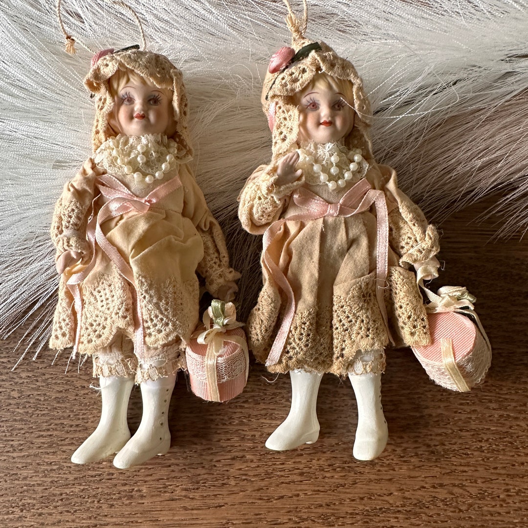 Vintage Twin Bisque /porcelain Doll Ornaments Victorian 6 Etsy