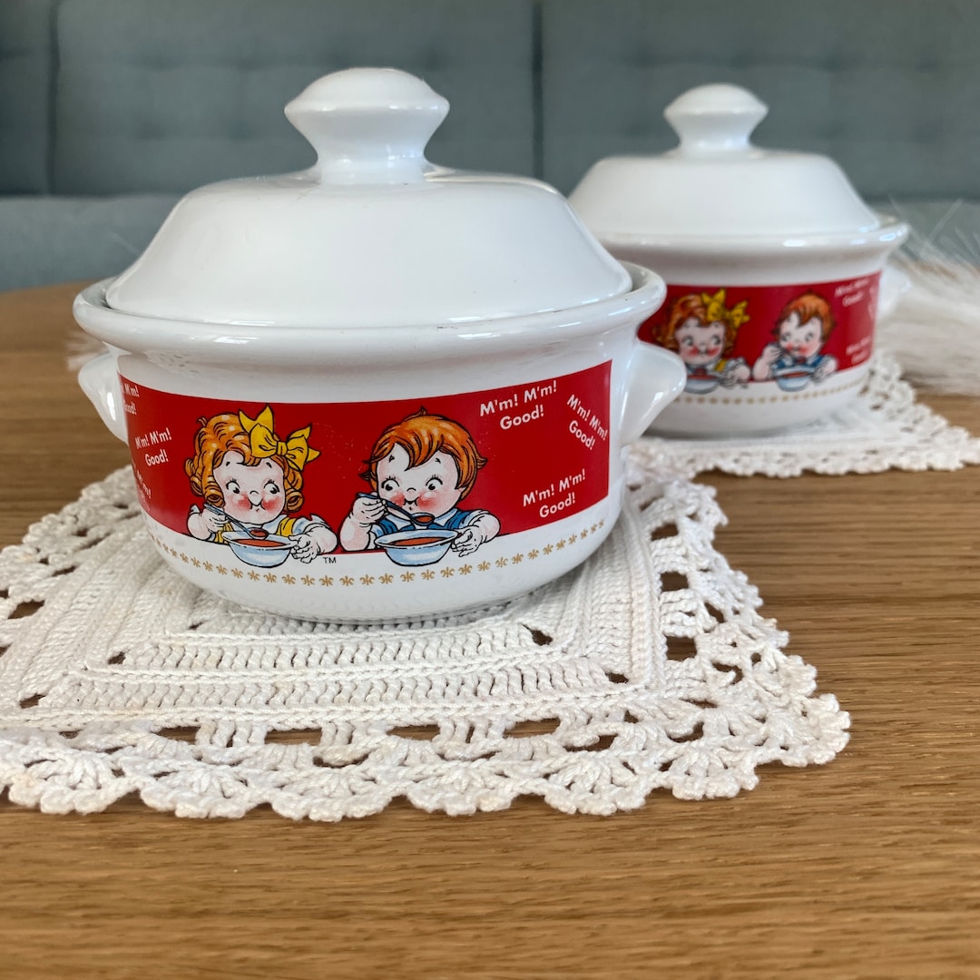 Vintage 1998 Campbell Soup Bowls With LIDS Set of 2 Etsy