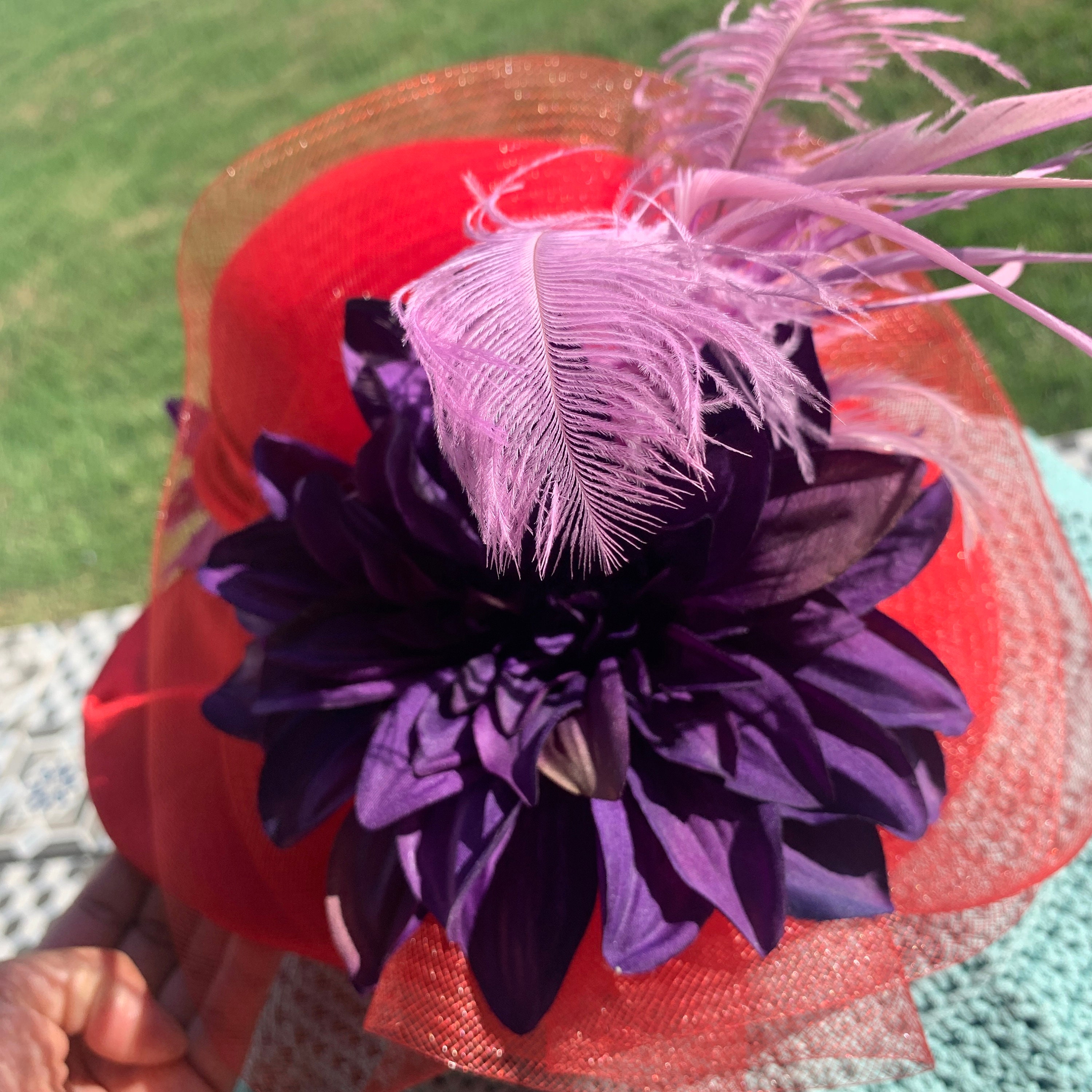 Vintage Victorian Felt Red and Purple Hat,butterfly,,1960s  display picture 2