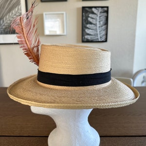 Vintage handgemaakte palmbladeren hoed dames zonnehoed Palm Hat Factory