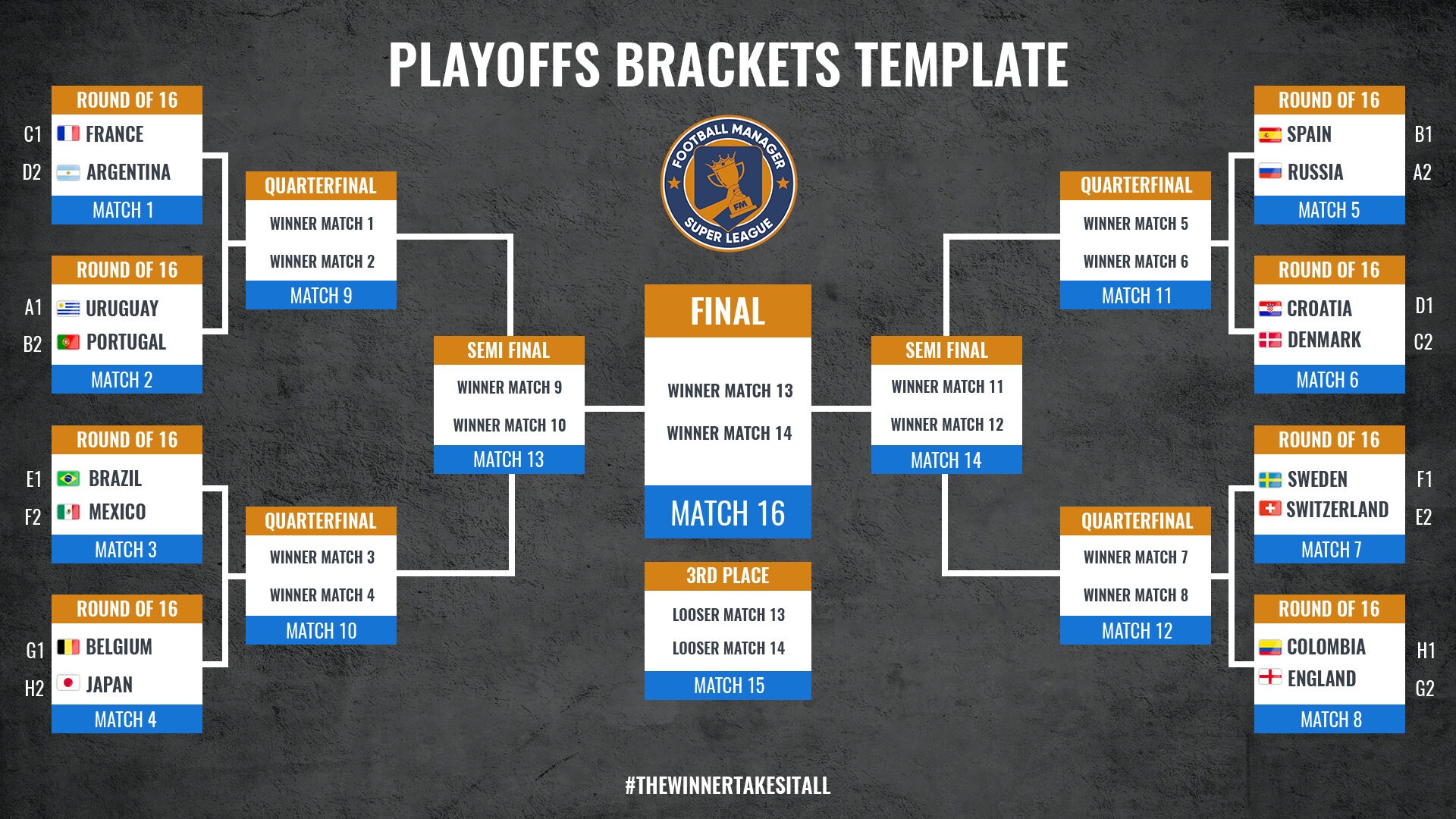 Sports Tournament Bracket Photoshop Template for Print &amp; | Etsy