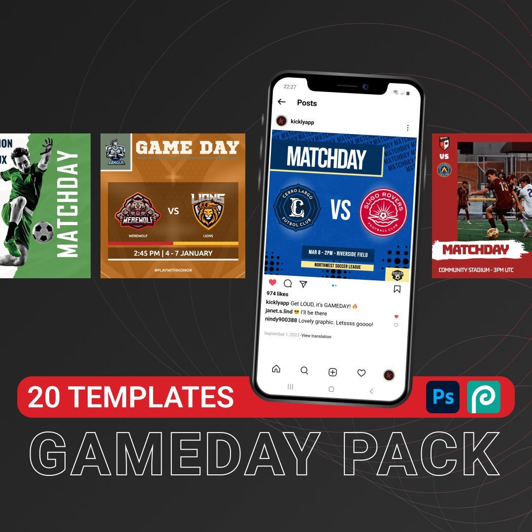 GAMEDAY Templates Pack for Instagram 20 Graphics for Your Sports Team GAMEDAY Templates Pack for Instagram 20 Graphics for Your Sports Team
