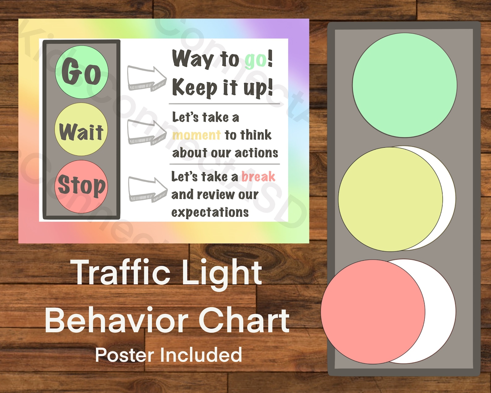 Rainbow Traffic Light Behavior Chart Etsy