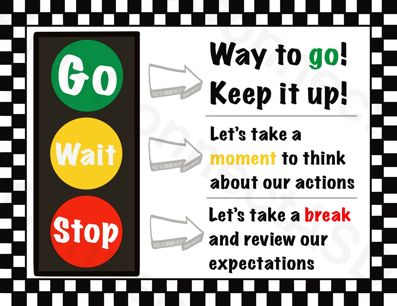 Traffic Light Behavior Chart Poster and Visual Aid Etsy