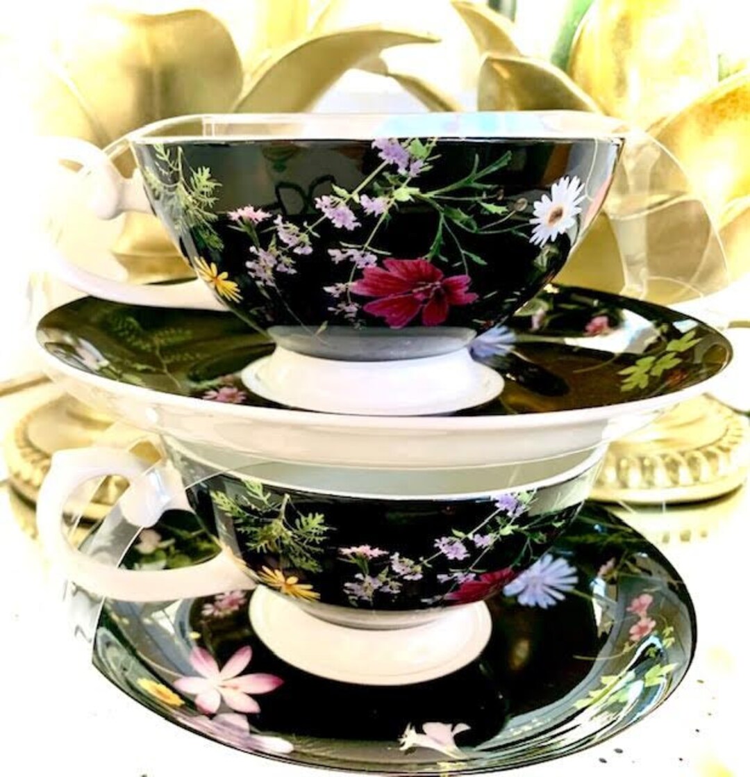 Bone China Tea Cup & Saucer stechcol 2 Pc Grace Etsy