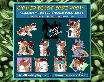 Wickerbeast Sticker Pack 1, Telegram & Discord Stickers, Base Pack Line Art, DIGITAL DOWNLOAD