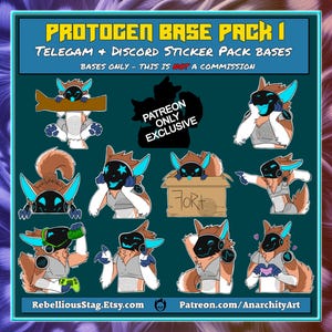 Protogen Sticker Pack 1, Telegram & Discord Stickers, Base Pack Line Art, DIGITAL DOWNLOAD