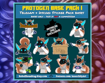Protogen Sticker Pack 1, Telegram & Discord Stickers, Base Pack Line Art, DIGITAL DOWNLOAD