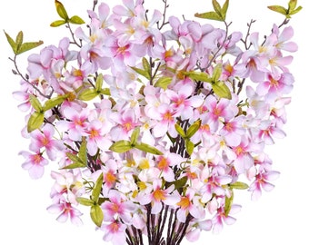 Apple Blossom Tree Branches 33” Long Stems Bulk Silk Flowers - 3pcs (Pink)