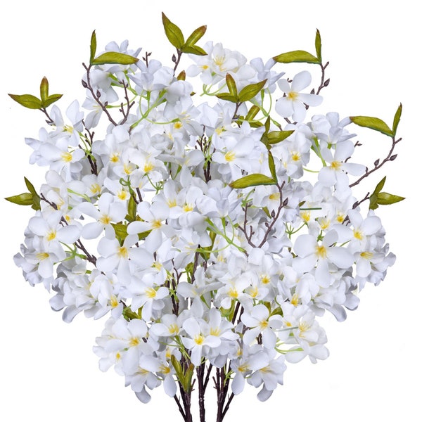 Apple Blossoms Artificial Tree Branches 33” Long Stems Silk Flowers - Bulk 3pcs (White)